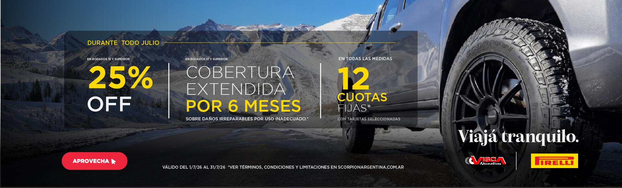 Promo Julio Pirelli: viajá tranquilo con beneficios en neumáticos