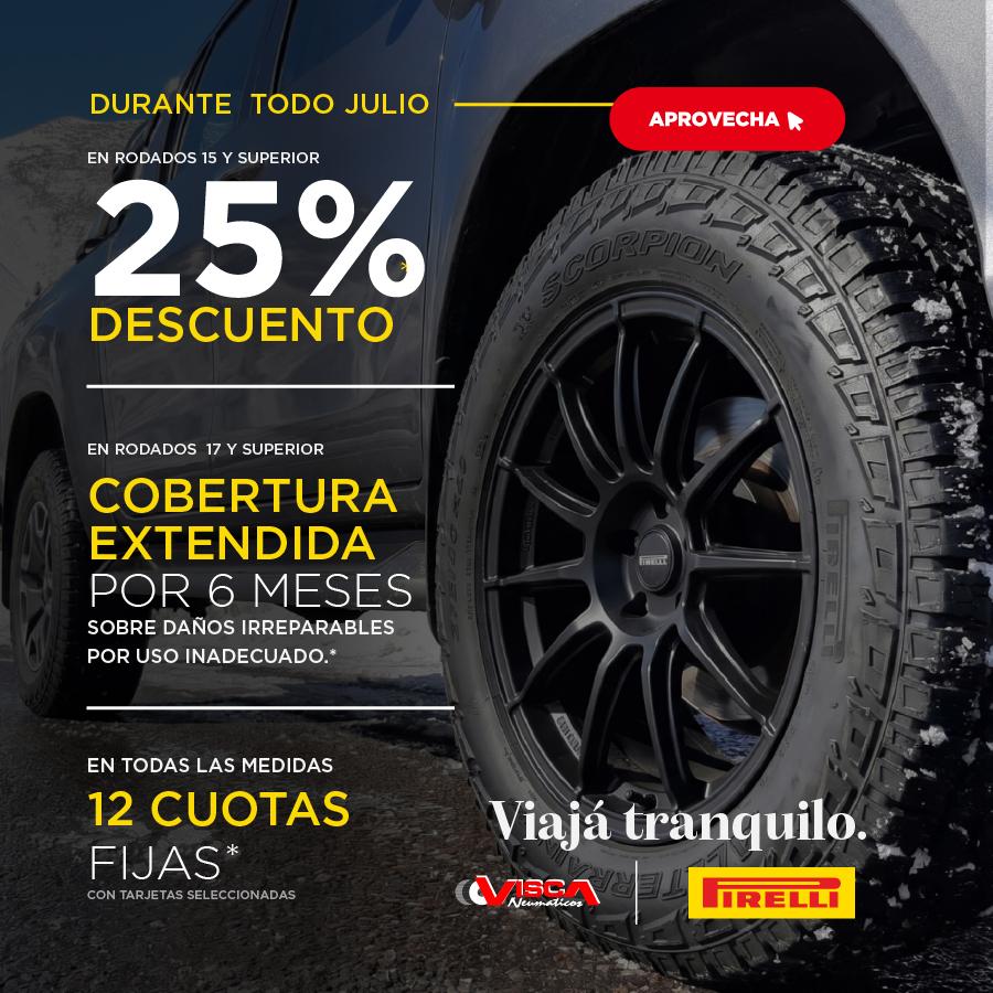 Promo Julio Pirelli: viajá tranquilo con beneficios en neumáticos